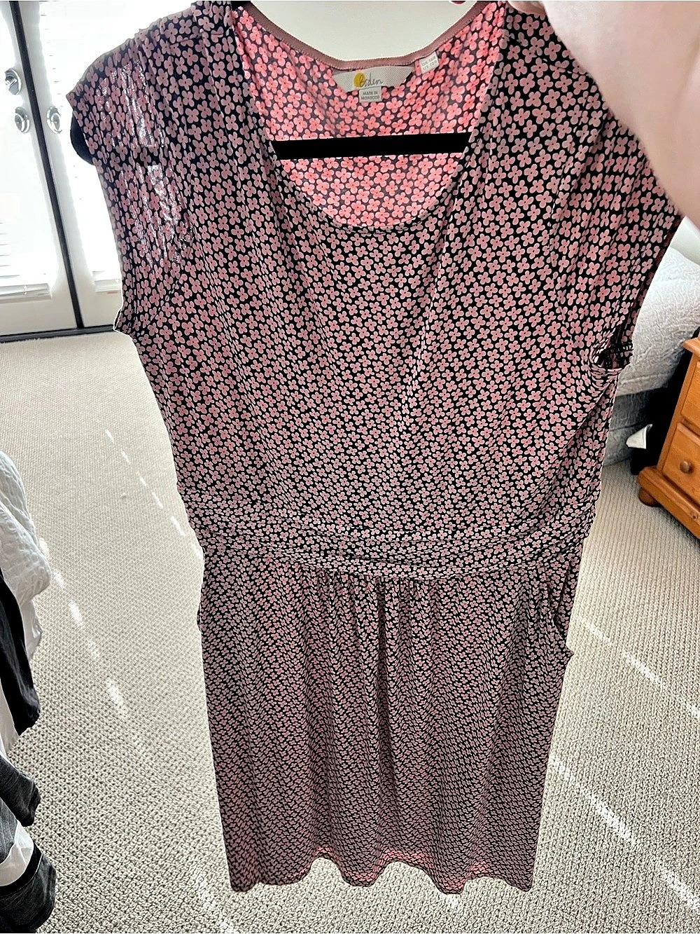 Boden Floral Mini Dress in Black & Pink